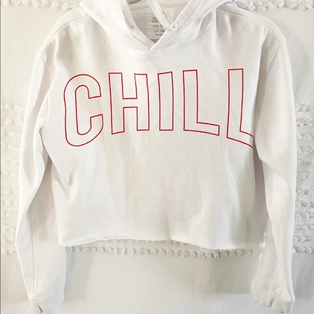 Cotton On white chill crop hoodie sweatshirt s